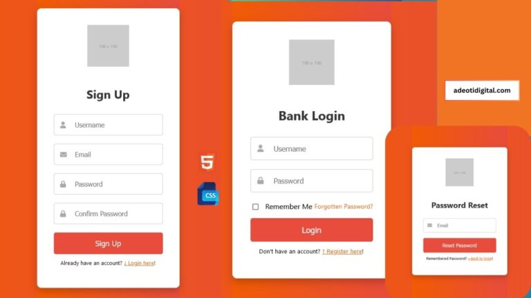 Free Signup, Login, and Password Reset Templates – BankAuth